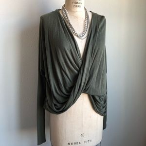 Olive Green Twist Front Sweater